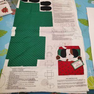 The Christmas Puppy Cotton Fabric Panel Cut & Sew Dog in Box Cranston Vintage